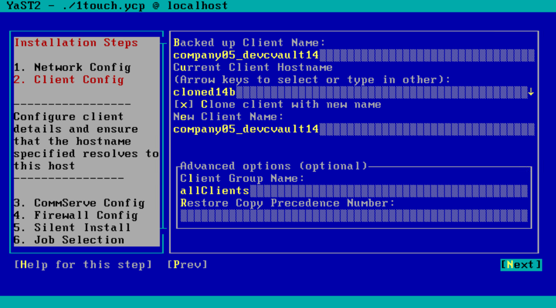 Client Group Name field set to allClients