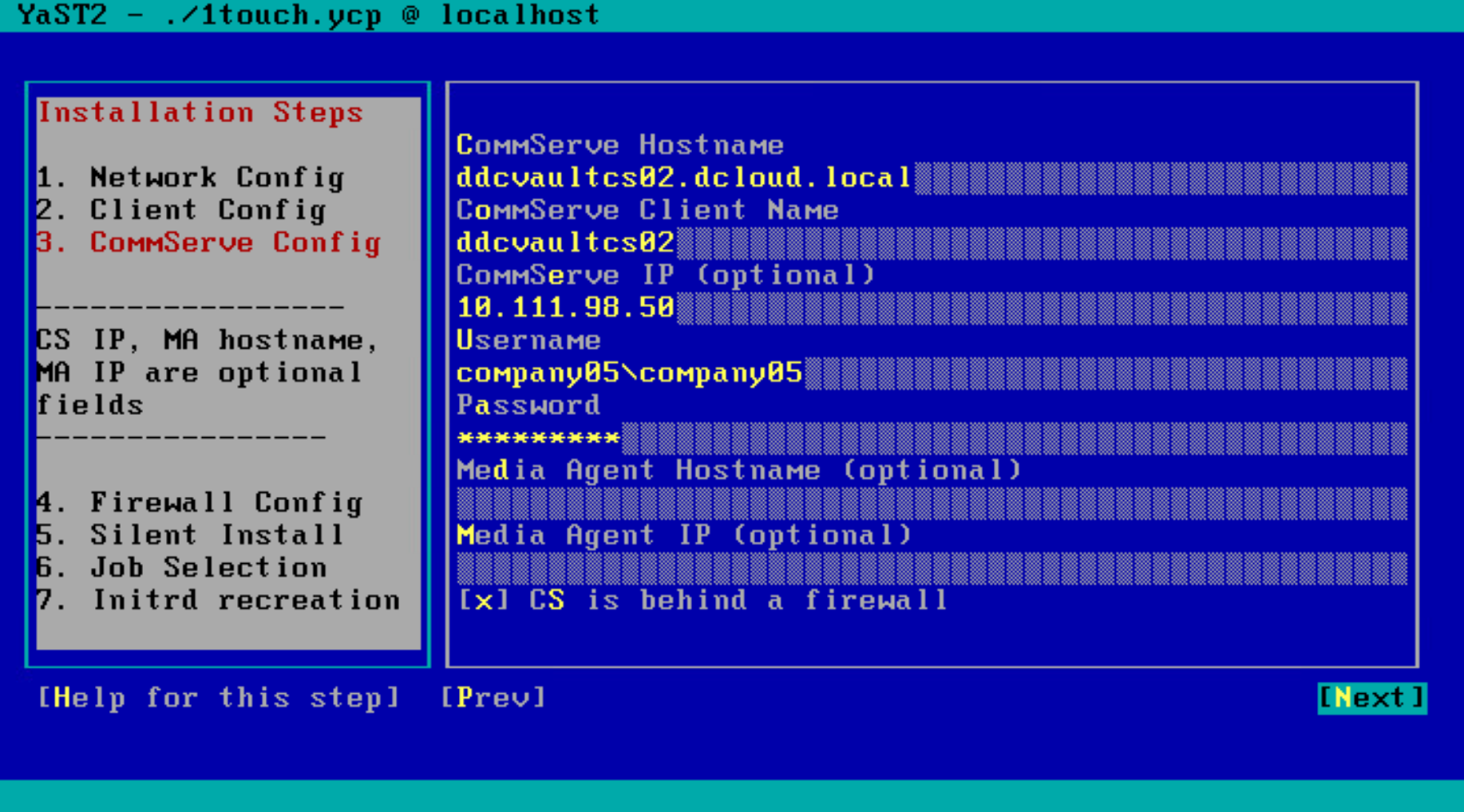 Firewall configuration: selecting CS is behind a firewall in Commvault