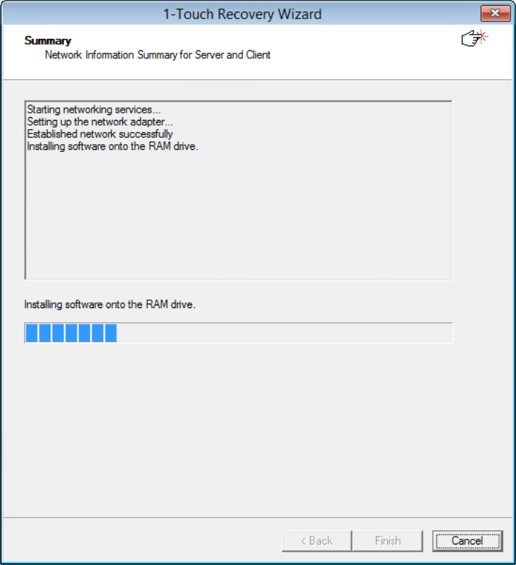 Progress screen showing the Commvault agent being installed in RAM
