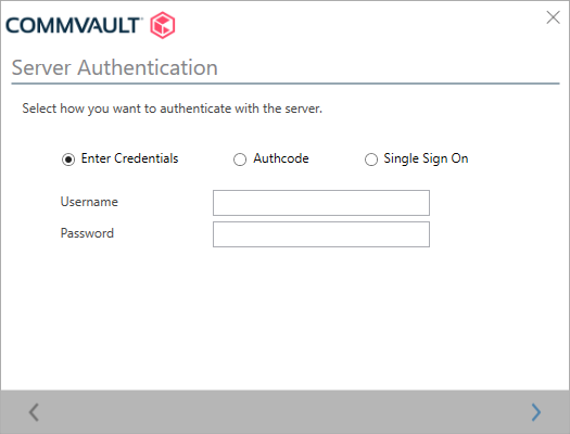 Entering Backup account credentials to register the Commvault agent Entering Backup account credentials to register the Commvault agent