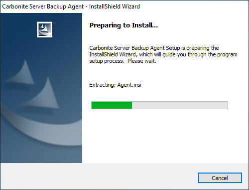Loading the EVault agent installation wizard Loading the EVault agent installation wizard