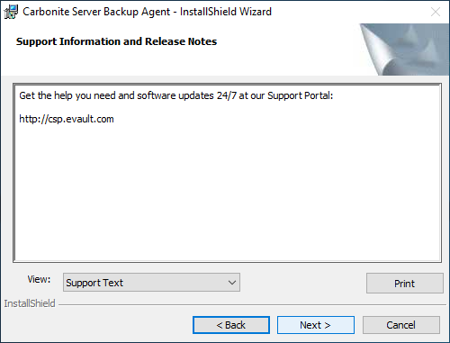 Next step of the installation wizard, confirmed using the Next button Next step of the installation wizard, confirmed using the Next button