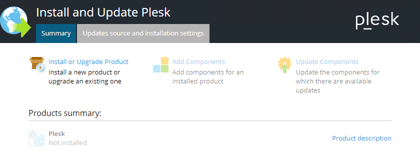 Plesk Installer Summary screen